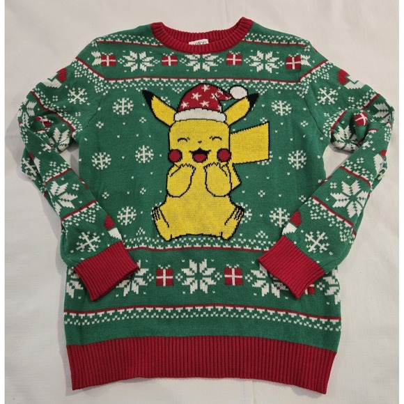 NWOT Pokemon Christmas Sweater Featuring Pikachu Boy's XL (14-16) - Picture 1 of 7